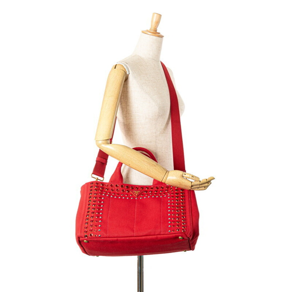 Prada Canapa Triangular Logo Plate Bejeweled Shou… - image 8